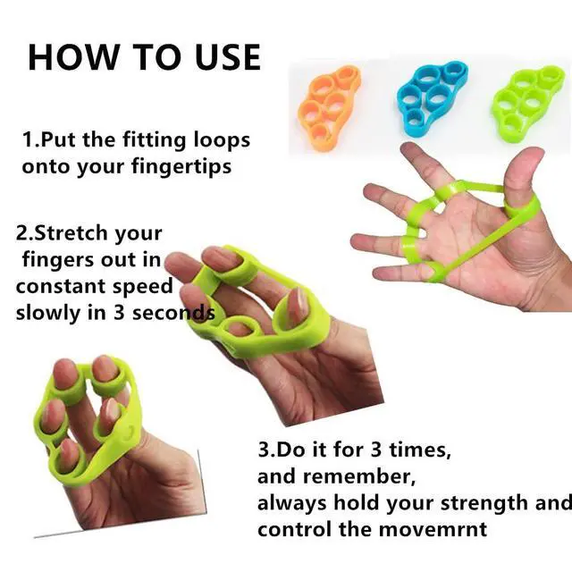 Alt view image 3 of 7 - 3pcs Finger Stretcher Exerciser, Hand Grip Strengthener, Hand Exerciser,Forearm Exerciser Trainer Silicone Rings for Muscle & Rehabilitation