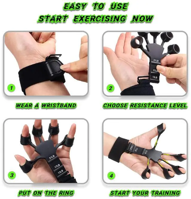 Alt view image 4 of 7 - Finger Stretcher & Hand Strengthener - 2Pcs Adjustable Finger Resistance Bands for Guitarists, Climbers, Typists, Gamers, Forearm & Hand Strength Training Wrist Exerciser (Black+Grey)