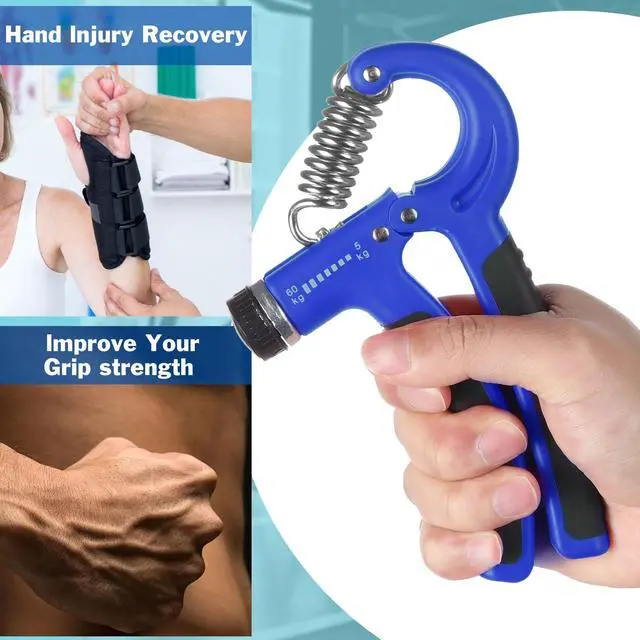 Alt view image 2 of 6 - Grip Strength Trainer, Hand Grip Exerciser Strengthener with Adjustable Resistance 11-132 Lbs (5-60kg), Forearm Strengthener, Hand Exerciser for Muscle Building and Injury Recover Blue 1 Pack