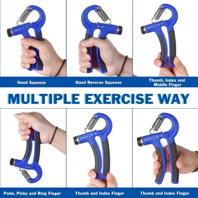 Alt view image 5 of 6 - Grip Strength Trainer, Hand Grip Exerciser Strengthener with Adjustable Resistance 11-132 Lbs (5-60kg), Forearm Strengthener, Hand Exerciser for Muscle Building and Injury Recover Blue 1 Pack