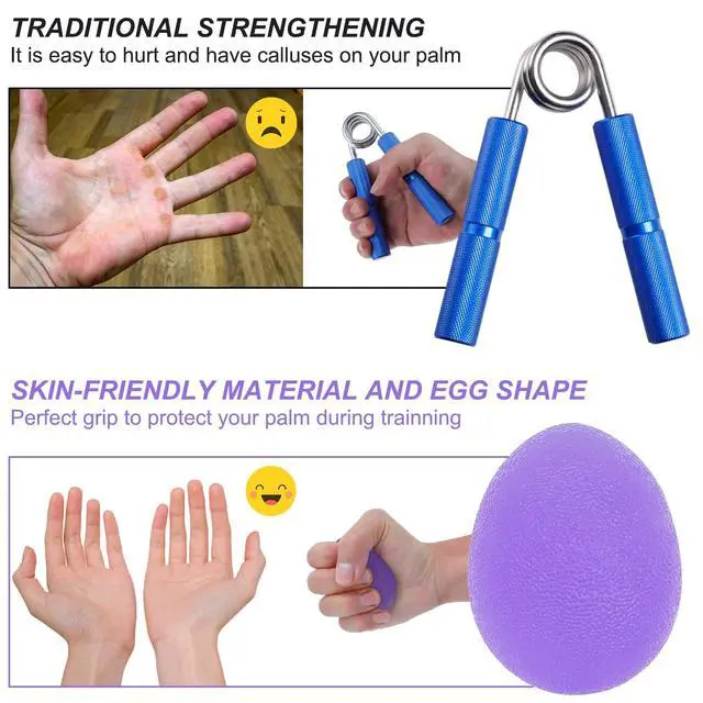 Alt view image 4 of 7 - Stress Balls for Adults, Hand Exersicers for Strength, Squeeze Balls for Hand Therapy, Set of 2 Hand Exersice Balls for Hand, Finger and Wrist Training with Carrying Bag