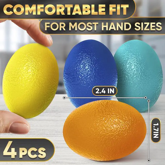 Alt view image 2 of 7 - 4 Pcs Squeeze Balls for Hand Therapy - 4 Resistance Levels Hand Exercise Balls for Arthritis, Pleasant to Touch & Lightweight - Physical Therapy Ball for Recovery, Stress Relief, Grip Strength, Focus