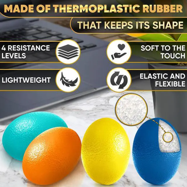 Alt view image 3 of 7 - 4 Pcs Squeeze Balls for Hand Therapy - 4 Resistance Levels Hand Exercise Balls for Arthritis, Pleasant to Touch & Lightweight - Physical Therapy Ball for Recovery, Stress Relief, Grip Strength, Focus