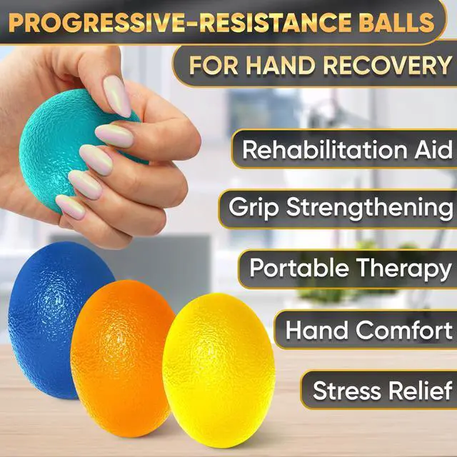 Alt view image 4 of 7 - 4 Pcs Squeeze Balls for Hand Therapy - 4 Resistance Levels Hand Exercise Balls for Arthritis, Pleasant to Touch & Lightweight - Physical Therapy Ball for Recovery, Stress Relief, Grip Strength, Focus