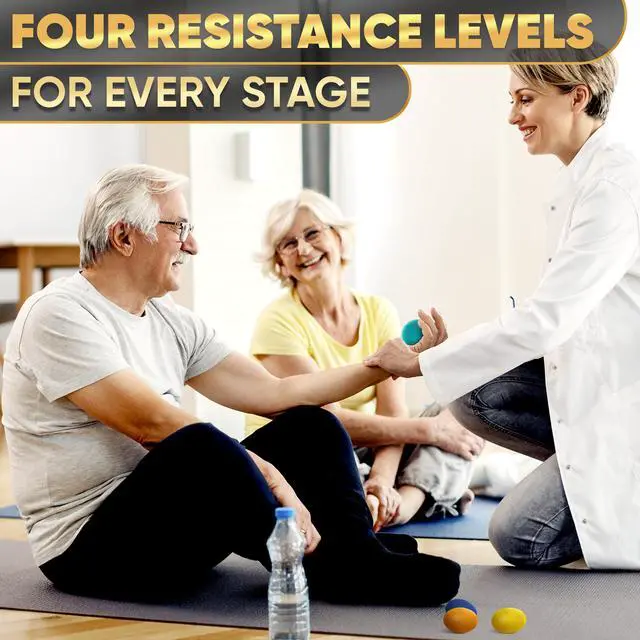 Alt view image 6 of 7 - 4 Pcs Squeeze Balls for Hand Therapy - 4 Resistance Levels Hand Exercise Balls for Arthritis, Pleasant to Touch & Lightweight - Physical Therapy Ball for Recovery, Stress Relief, Grip Strength, Focus