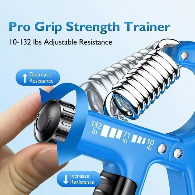 Alt view image 2 of 6 - Grip Strengthener Forearm Strengthener, Adjustable Hand Grip for Strength Training & Rehabilitation, 10-132 lbs Resistance, Ideal for Athletes and Physical Therapy (1 Piece Light Blue)