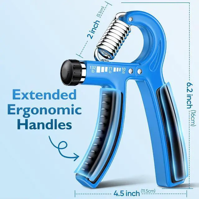 Alt view image 3 of 6 - Grip Strengthener Forearm Strengthener, Adjustable Hand Grip for Strength Training & Rehabilitation, 10-132 lbs Resistance, Ideal for Athletes and Physical Therapy (1 Piece Light Blue)