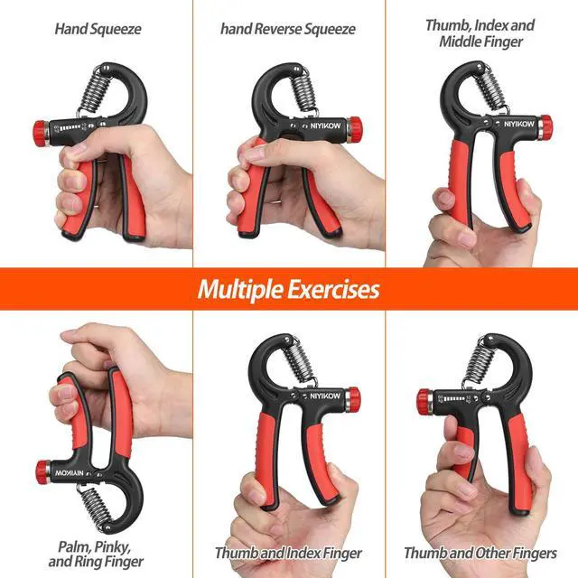 Alt view image 3 of 6 - Grip Strength Trainer, Hand Grip Strengthener, Grip Strengthener, Adjustable Resistance, Forearm Strengthener, Perfect for Musicians Athletes (Orange, 1 Pack)