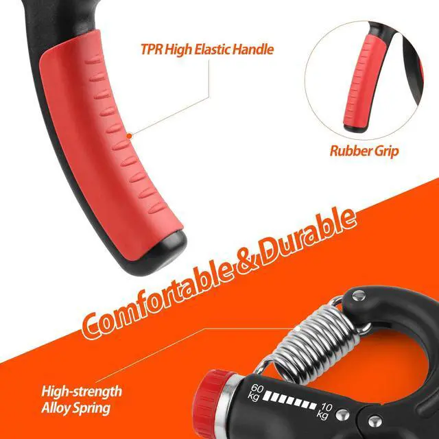 Alt view image 5 of 6 - Grip Strength Trainer, Hand Grip Strengthener, Grip Strengthener, Adjustable Resistance, Forearm Strengthener, Perfect for Musicians Athletes (Orange, 1 Pack)