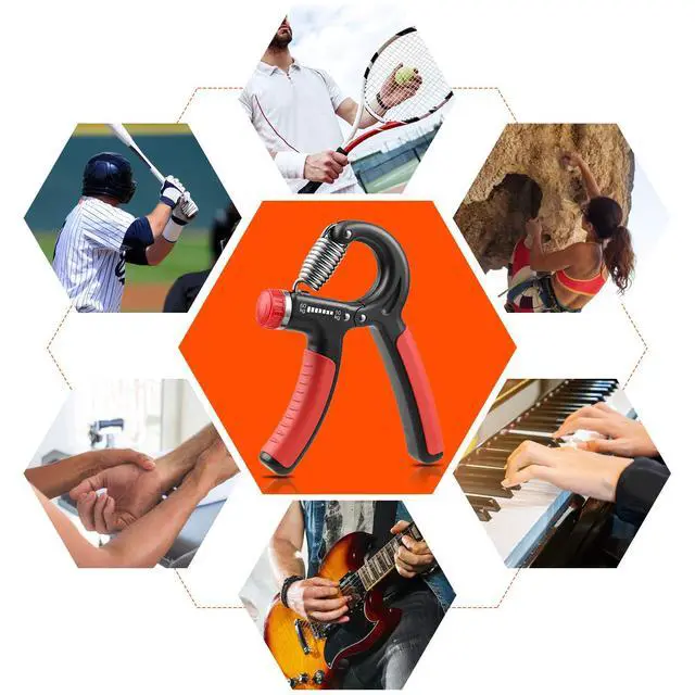 Alt view image 6 of 6 - Grip Strength Trainer, Hand Grip Strengthener, Grip Strengthener, Adjustable Resistance, Forearm Strengthener, Perfect for Musicians Athletes (Orange, 1 Pack)