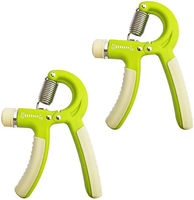 Main image of Strengthener Hand Grip 2 Pack Green Kid Boys Girls Teenager Strength Trainer Number Counter Forearm Finger Wrist Gripper Exerciser 5-30kg Adjustable Stretcher Squeezer Workout