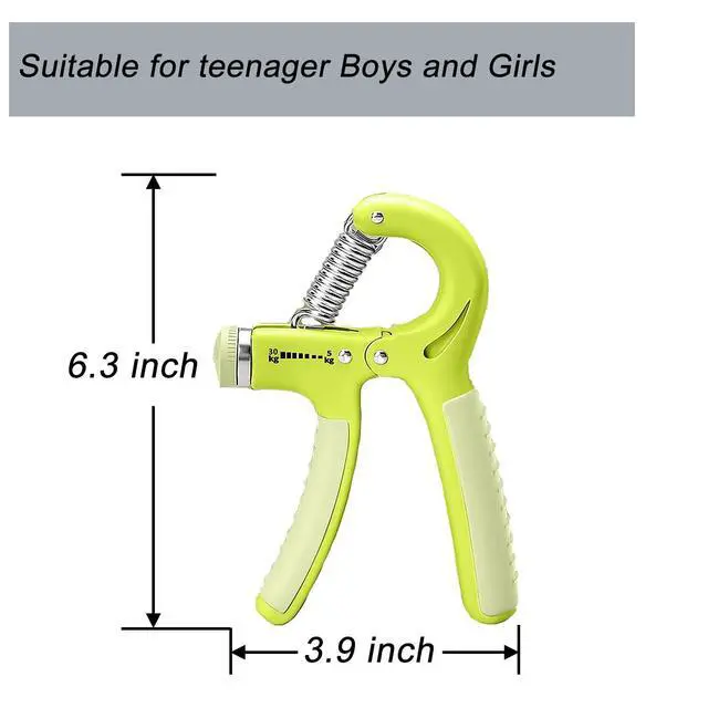 Alt view image 2 of 4 - Strengthener Hand Grip 2 Pack Green Kid Boys Girls Teenager Strength Trainer Number Counter Forearm Finger Wrist Gripper Exerciser 5-30kg Adjustable Stretcher Squeezer Workout