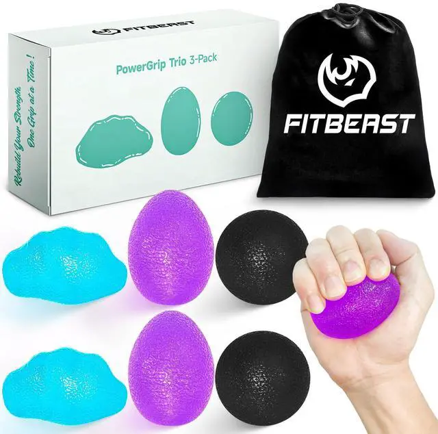 Main image of Stress Balls for Adults, Hand Exercise Balls 6 Pack, Stress Relief & Grip Strength Trainer, Squishy Balls & Squeeze Balls for Arthritis, Carpal Tunnel, Hand Therapy with 3 Resistance Levels