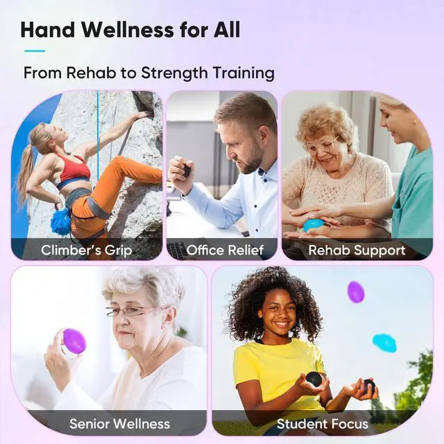 Alt view image 7 of 7 - Stress Balls for Adults, Hand Exercise Balls 6 Pack, Stress Relief & Grip Strength Trainer, Squishy Balls & Squeeze Balls for Arthritis, Carpal Tunnel, Hand Therapy with 3 Resistance Levels