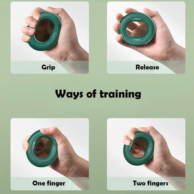Alt view image 2 of 7 - Hand Strengthener Grip 3 in 1 Rubber Circle Finger Wrist Exercise Squeezer 20 30 40 50 60 70 80 Pounds