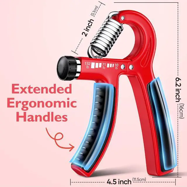 Alt view image 3 of 6 - Grip Strengthener Forearm Strengthener, Adjustable Hand Grip for Strength Training & Rehabilitation, 10-132 lbs Resistance, Ideal for Athletes and Physical Therapy (1 Piece Red)