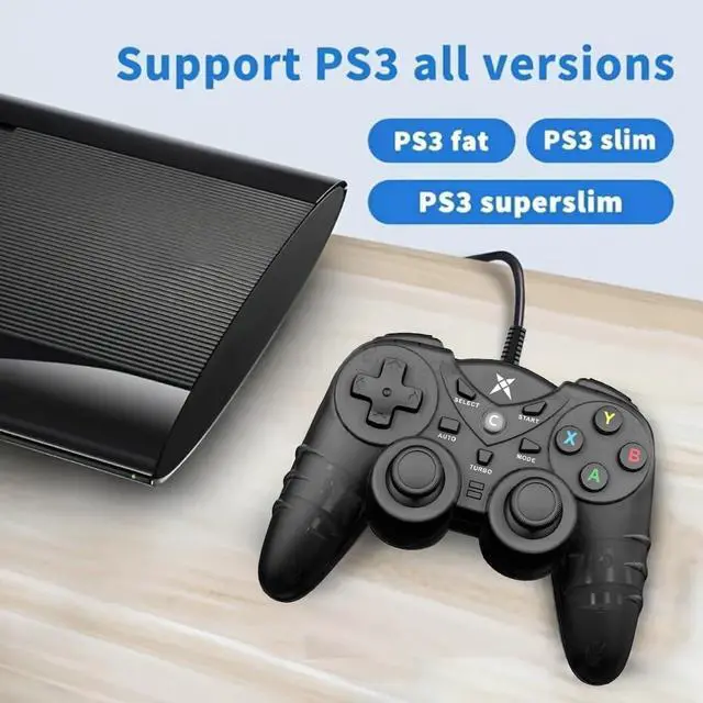 Alt view image 3 of 7 - Wired PS3 PC Game Controller TV Box USB Steam Gamepad joystick Joypad with Dual Vibration Feedback Turbo Trigger for Windows 7/8 /8.1/10/ Laptop