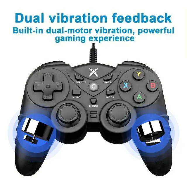 Alt view image 5 of 7 - Wired PS3 PC Game Controller TV Box USB Steam Gamepad joystick Joypad with Dual Vibration Feedback Turbo Trigger for Windows 7/8 /8.1/10/ Laptop
