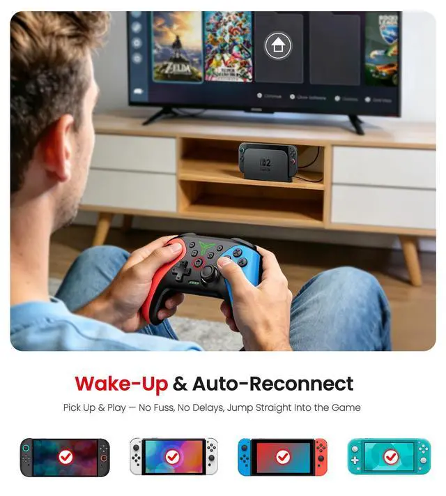 Alt view image 6 of 7 - Wireless Switch Controller for Nintendo Switch/Switch 2/Lite/OLED Controller, Switch Controller with a Mouse Touch Feeling on Back Buttons, Extra Switch Pro Controller with Wake-up,Programmable