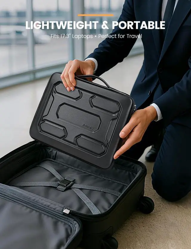 Alt view image 7 of 7 - 17 inch Laptop Sleeve with Handle Shockproof Computer Bag Waterproof EVA Protective Carrying Case for 17.3" MSI GS73VR Stealth Pro/HP Envy 17/LG Gram 17"/ROG Strix GL702VS, Black