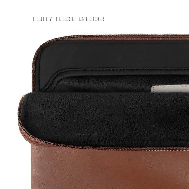 Alt view image 3 of 7 - Slim Protective Laptop Sleeve Compatible with 13/14 Inch MacBook Air & MacBook Pro M5/M4/M3/M2 Pro/Max 2026, Mac Travel Case, Laptop Pouch, Slim PU Leather Cover, Brown