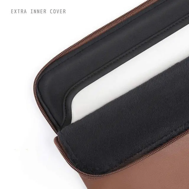 Alt view image 4 of 7 - Slim Protective Laptop Sleeve Compatible with 13/14 Inch MacBook Air & MacBook Pro M5/M4/M3/M2 Pro/Max 2026, Mac Travel Case, Laptop Pouch, Slim PU Leather Cover, Brown