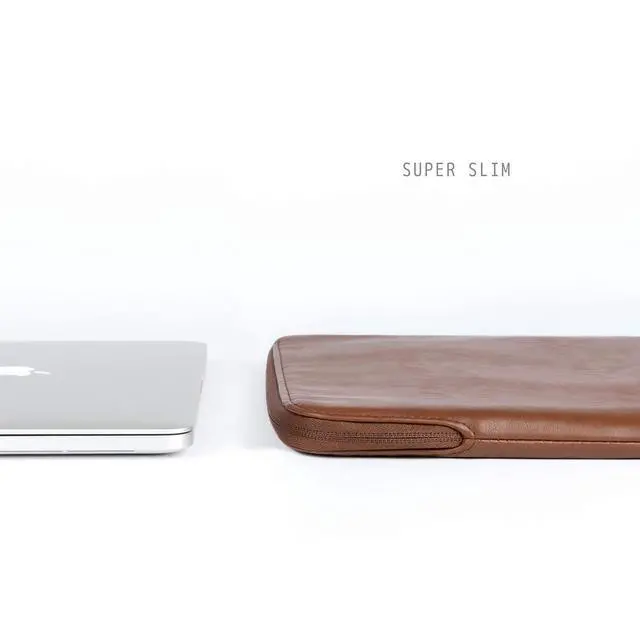 Alt view image 7 of 7 - Slim Protective Laptop Sleeve Compatible with 13/14 Inch MacBook Air & MacBook Pro M5/M4/M3/M2 Pro/Max 2026, Mac Travel Case, Laptop Pouch, Slim PU Leather Cover, Brown