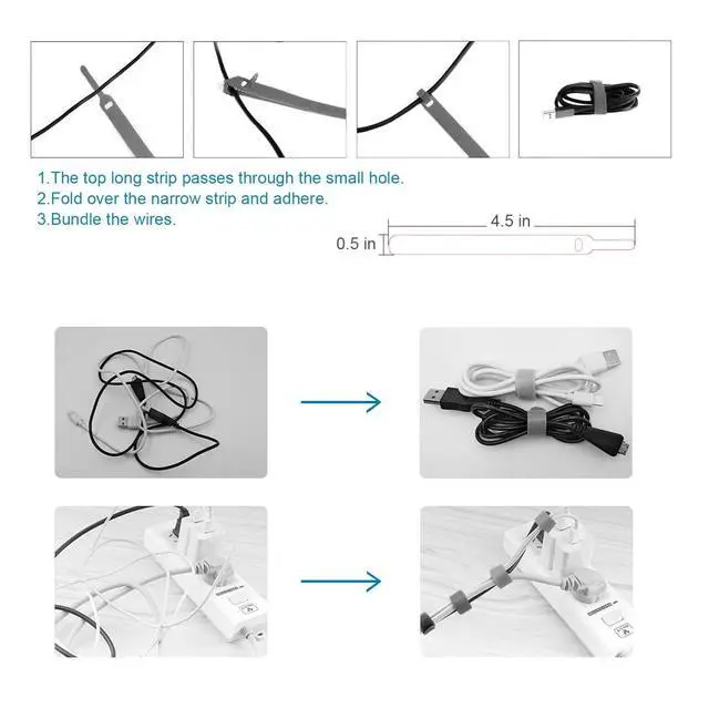Alt view image 3 of 7 - 2-Layer Cable Organizer Box with 20 Cable Ties, Portable Cord, Charger and Bandages Storage for Drawer, Desk, Office & Home (White)