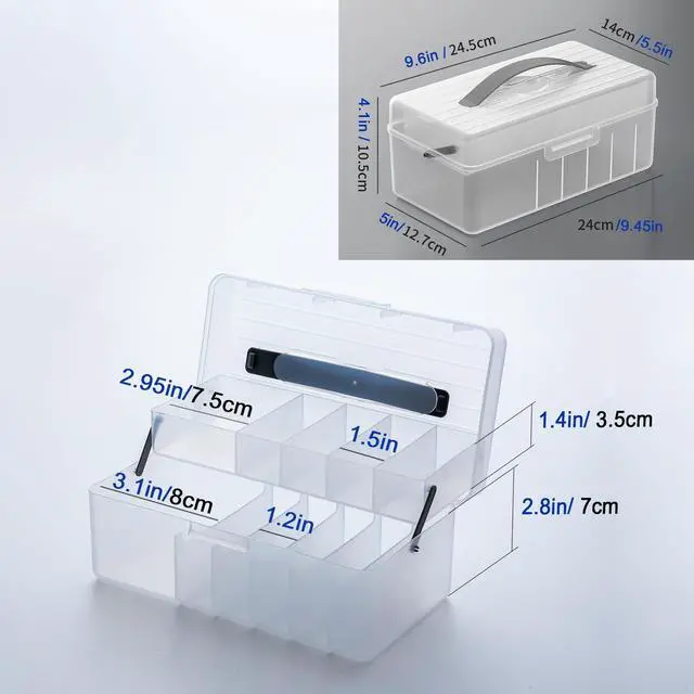 Alt view image 4 of 7 - 2-Layer Cable Organizer Box with 20 Cable Ties, Portable Cord, Charger and Bandages Storage for Drawer, Desk, Office & Home (White)