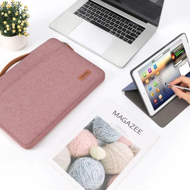 Alt view image 3 of 7 - 17 inch Laptop Sleeve Protective Case Cover Compatible with 17-17.3 inch HP Dell ASUS Lenovo Chromebook,Waterproof Computer Cases Bag with Handle,Pink