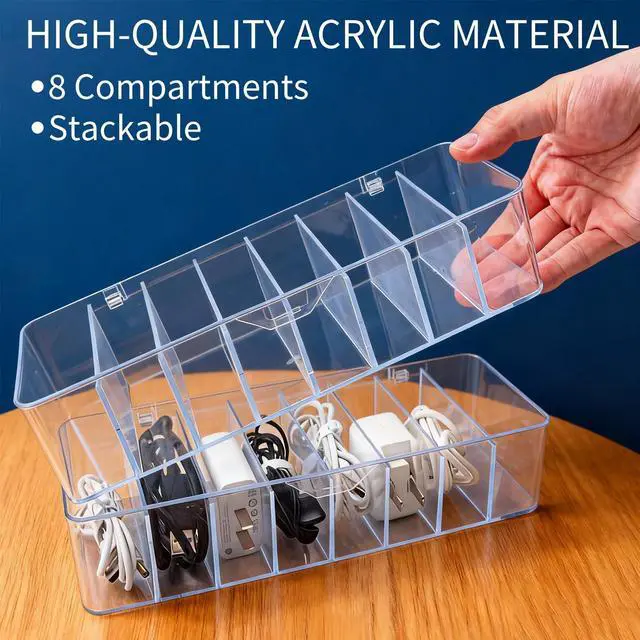 Alt view image 3 of 7 - 4 Pcs Cable Storage Organizer, Cord Organizer Box with 30 Wire Tie