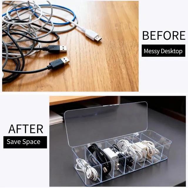 Alt view image 4 of 7 - 4 Pcs Cable Storage Organizer, Cord Organizer Box with 30 Wire Tie