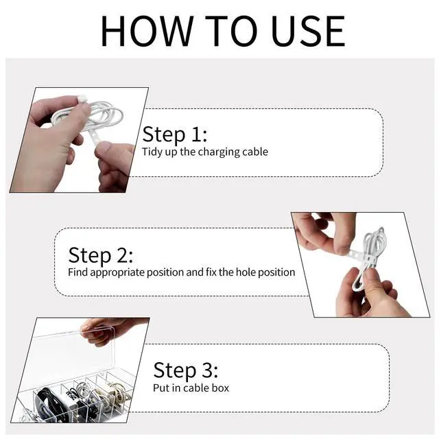 Alt view image 5 of 7 - 4 Pcs Cable Storage Organizer, Cord Organizer Box with 30 Wire Tie