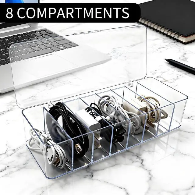 Alt view image 6 of 7 - 4 Pcs Cable Storage Organizer, Cord Organizer Box with 30 Wire Tie