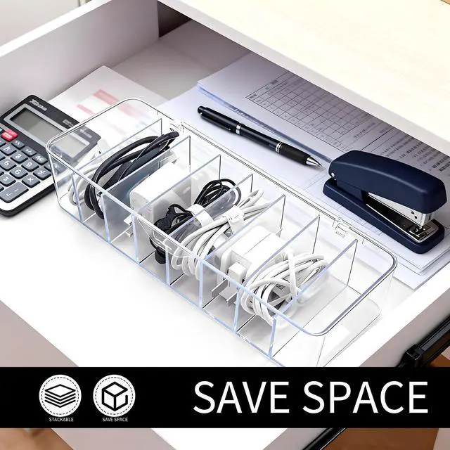 Alt view image 7 of 7 - 4 Pcs Cable Storage Organizer, Cord Organizer Box with 30 Wire Tie