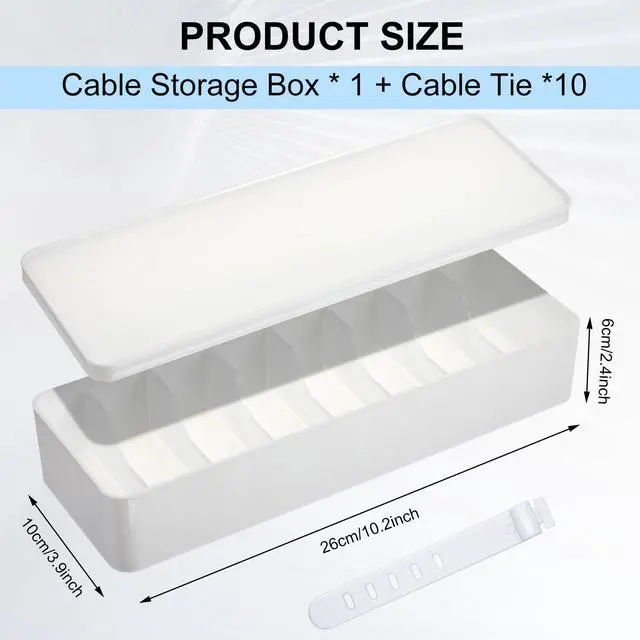 Alt view image 2 of 7 - 2-Pack Cord Organizer Box with Lid, 8 Compartments & Wire Ties