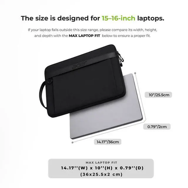 Alt view image 5 of 7 - Laptop Sleeve Case Bag for 15.6-16 inch Laptops, Fits Most Laptop Models