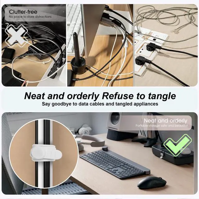 Alt view image 5 of 6 - Silicone Cable Ties, Cord Organizer Cable Management(16Pcs-White)