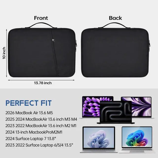 Alt view image 2 of 7 - 13 Inch Laptop Sleeve Case for MacBook Neo/Air M5 M4 M3 Chip 13.6 w/Pocket