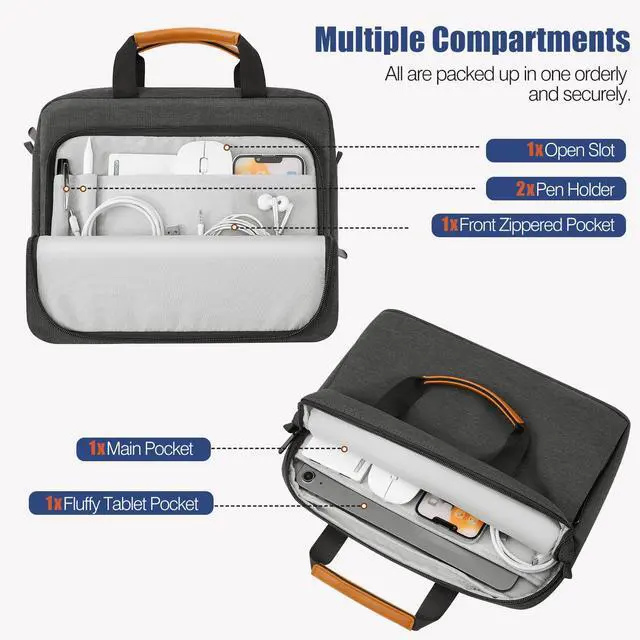 Alt view image 3 of 7 - 13-14 Inch Laptop Sleeve Shoulder Bag Protective Case with Handle