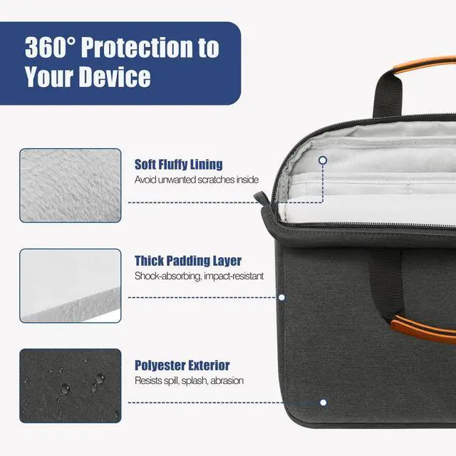Alt view image 4 of 7 - 13-14 Inch Laptop Sleeve Shoulder Bag Protective Case with Handle