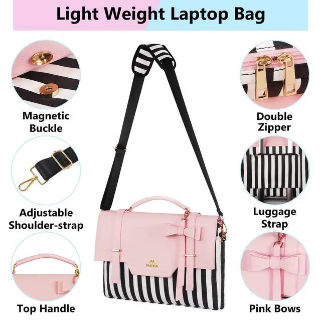 Alt view image 5 of 7 - Laptop Bag for Women, 15.6 inch Slim Computer Briefcase Sleeve Case