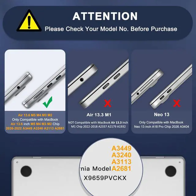 Alt view image 2 of 7 - Compatible with MacBook Air 13 inch Case M5 2026 M4 M3 M2 2025-2022