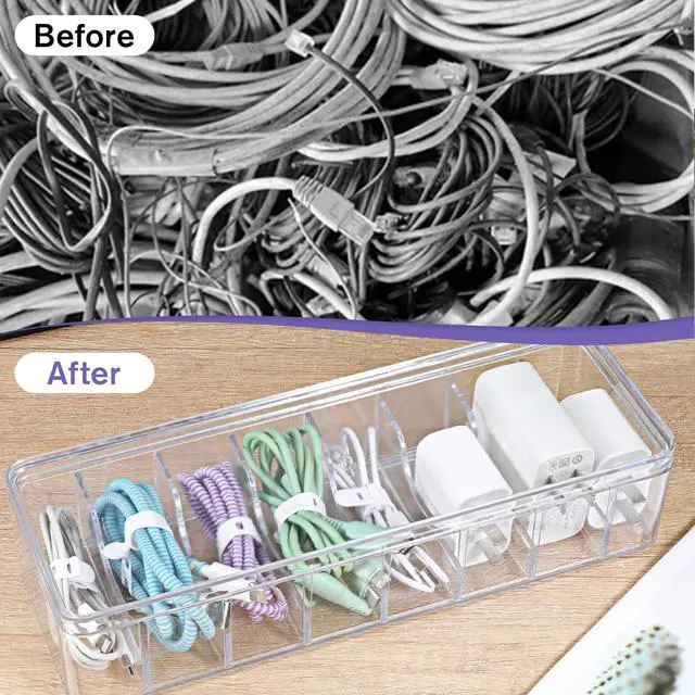 Alt view image 6 of 7 - 4 Pcs Cable Organizer Box with 40 Wire Ties