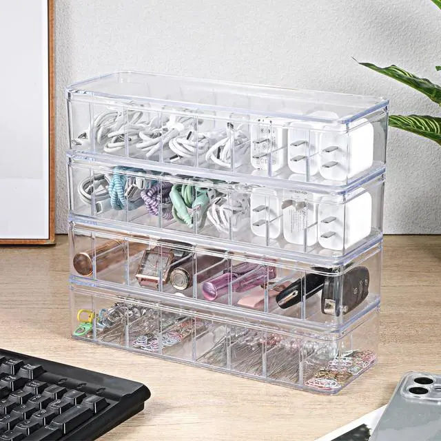 Alt view image 4 of 7 - 4 Pcs Cable Organizer Box with 40 Wire Ties