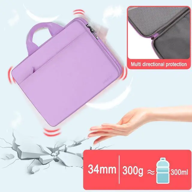Alt view image 3 of 6 - Laptop Case 13.3-14 inch Sleeve, TSA Computer Handbag Water-Resistant and Shockproof Bag Compatible with MacBook Pro/Neo 14", Mac Air/Pro 13.3" and 13"-14" Notebooks Chromebooks,Purple