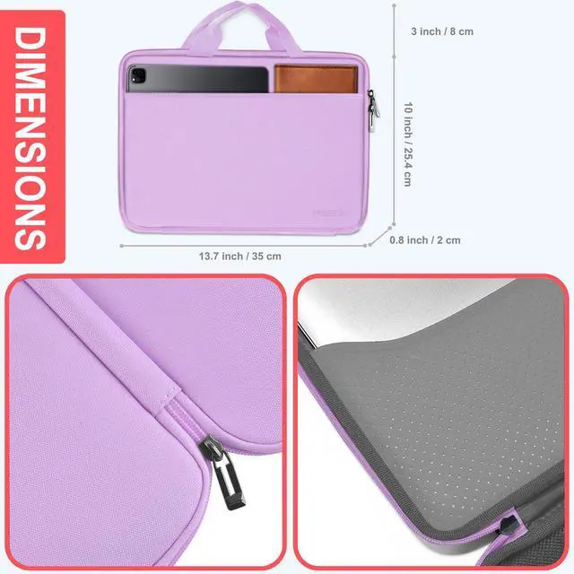 Alt view image 2 of 6 - Laptop Case 13.3-14 inch Sleeve, TSA Computer Handbag Water-Resistant and Shockproof Bag Compatible with MacBook Pro/Neo 14", Mac Air/Pro 13.3" and 13"-14" Notebooks Chromebooks,Purple