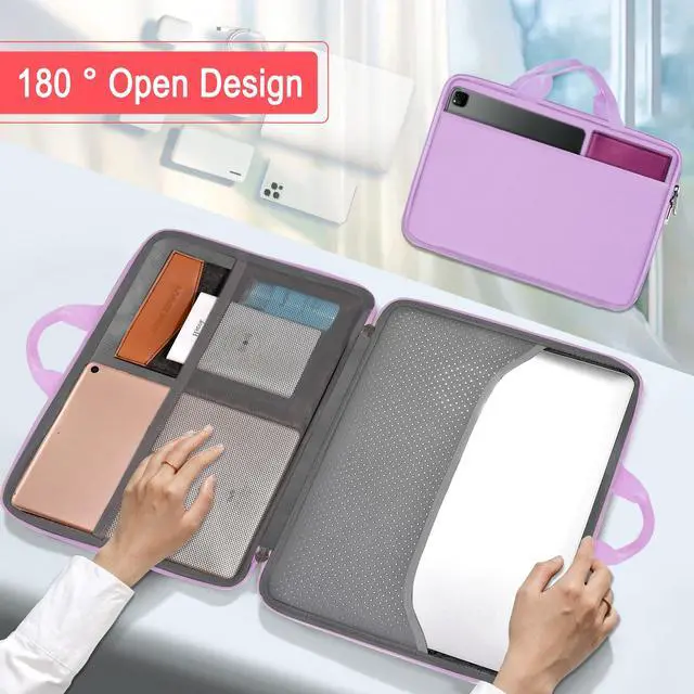 Alt view image 4 of 6 - Laptop Case 13.3-14 inch Sleeve, TSA Computer Handbag Water-Resistant and Shockproof Bag Compatible with MacBook Pro/Neo 14", Mac Air/Pro 13.3" and 13"-14" Notebooks Chromebooks,Purple