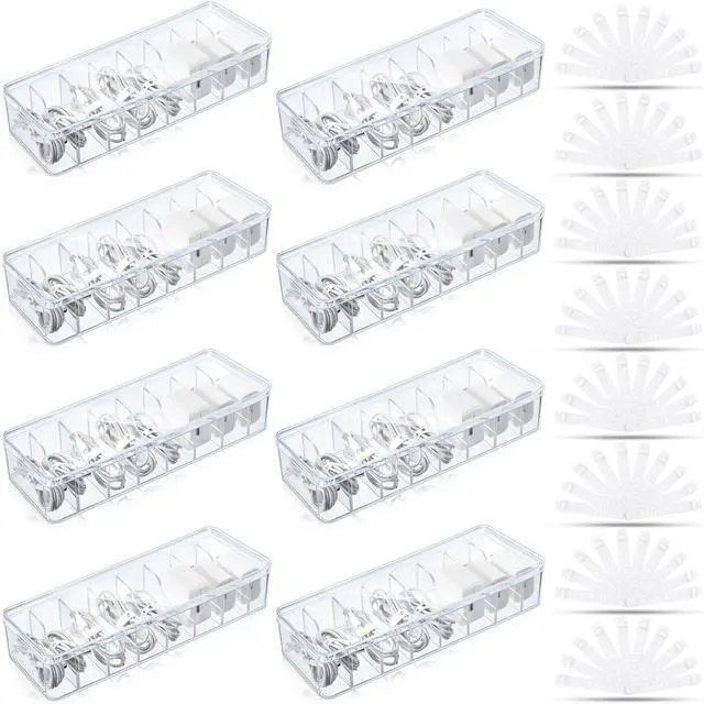Main image of 2-Pack Cord Organizer Box with Lid, 8 Compartments & Wire Ties
