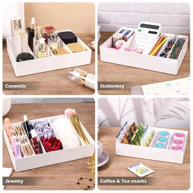 Alt view image 6 of 7 - Cable Organizer Box with Wire Ties and Labels, Charger Cable Cord Storage Organizer with Adjustable Compartments, Desk Accessories Storage for Home, Office, Stackable1Pcs